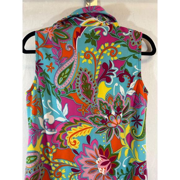 NEW Cappagallo Womens Size S Azure Hippie print Stretch Sleeveless Dress Zip D17 - Picture 5 of 7